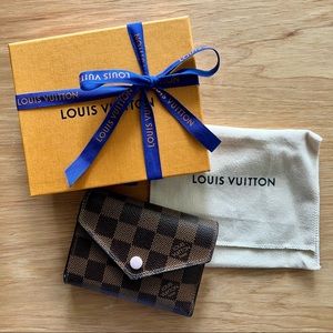 Authentic Louis Vuitton Victorine Wallet - Damier Ebene, Rose Ballerine Pink